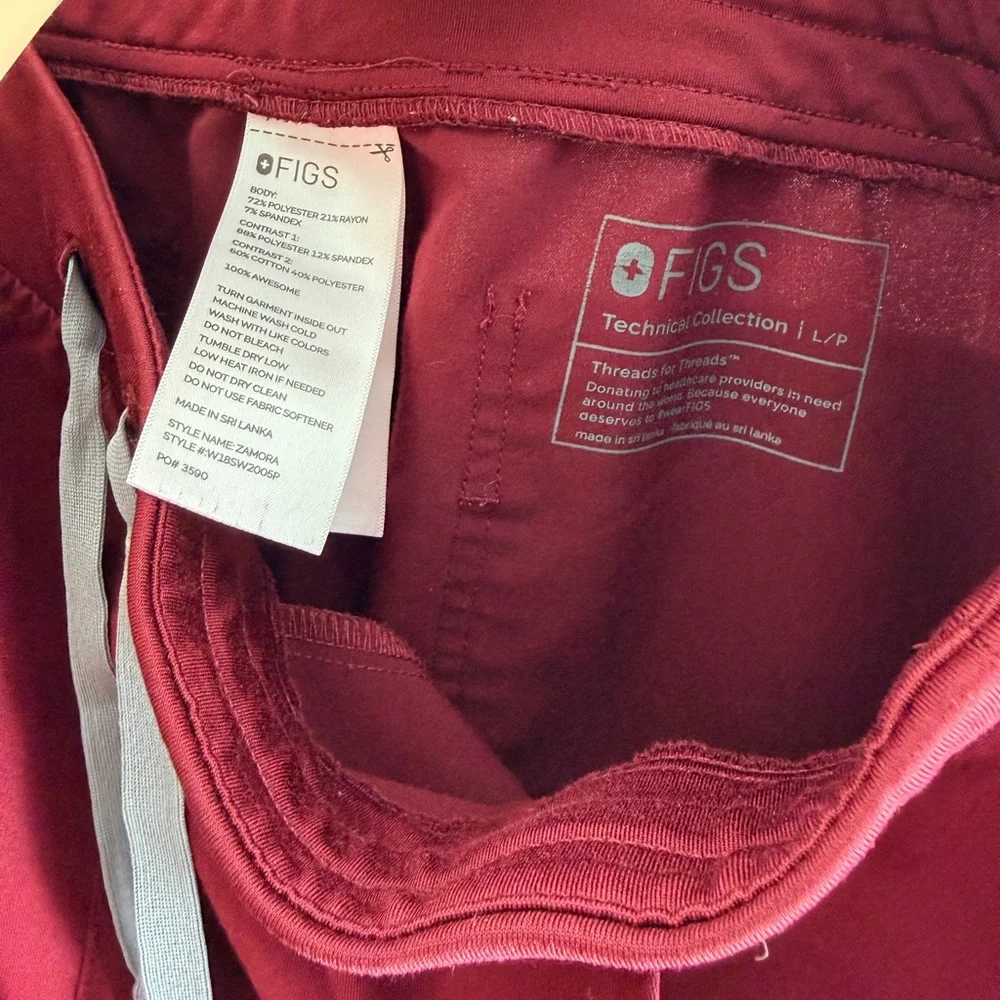 Figs Jogger Pants in Burgundy with Contrast Drawstring